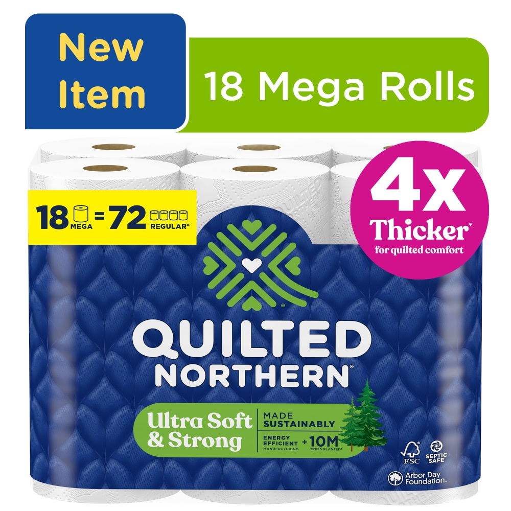 QUILTED NORTHERN ULTRA SOFT & STRONG TOILET PAPER, 18 MEGA ROLLS