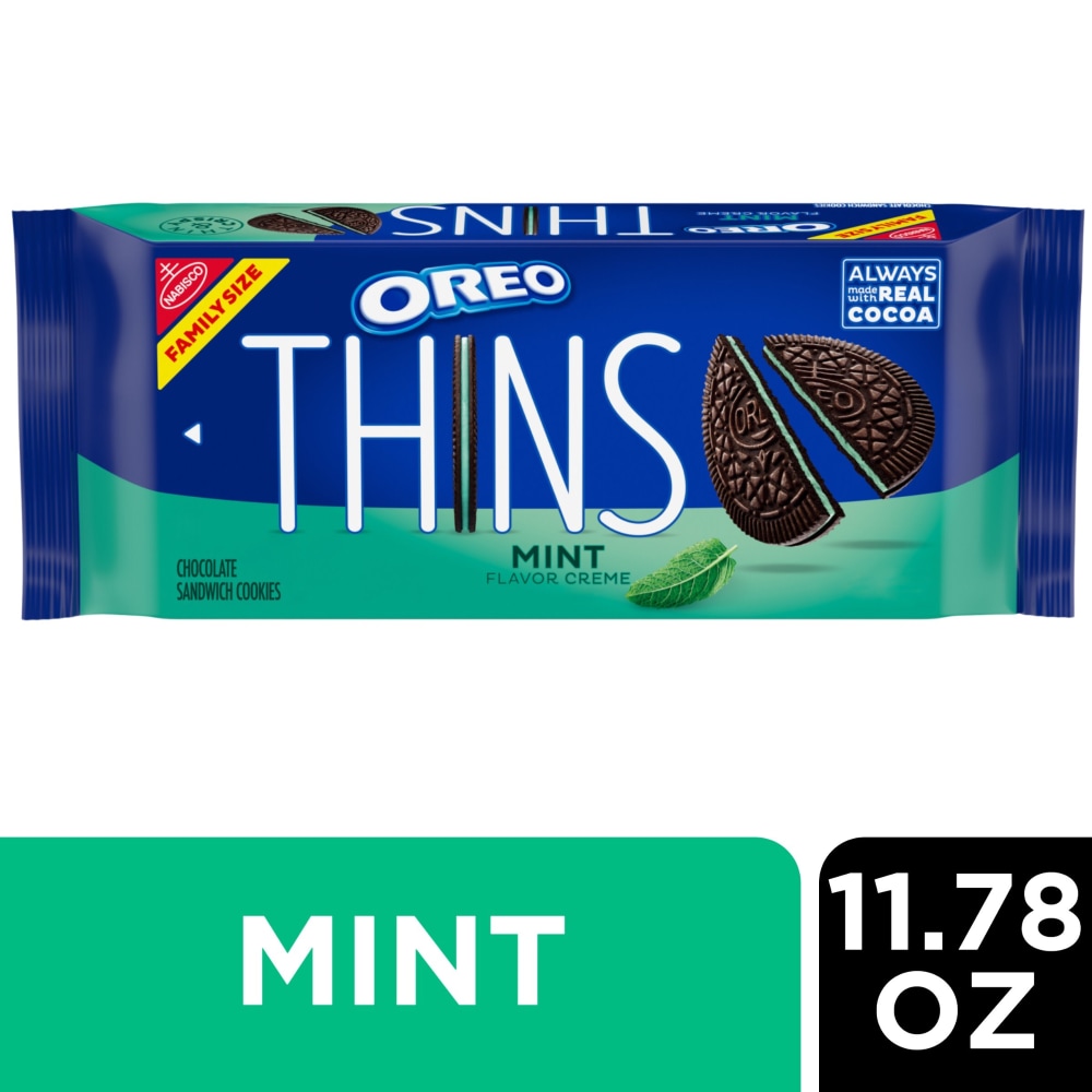 OREO Thins Mint Creme Chocolate Sandwich Cookies Family Size