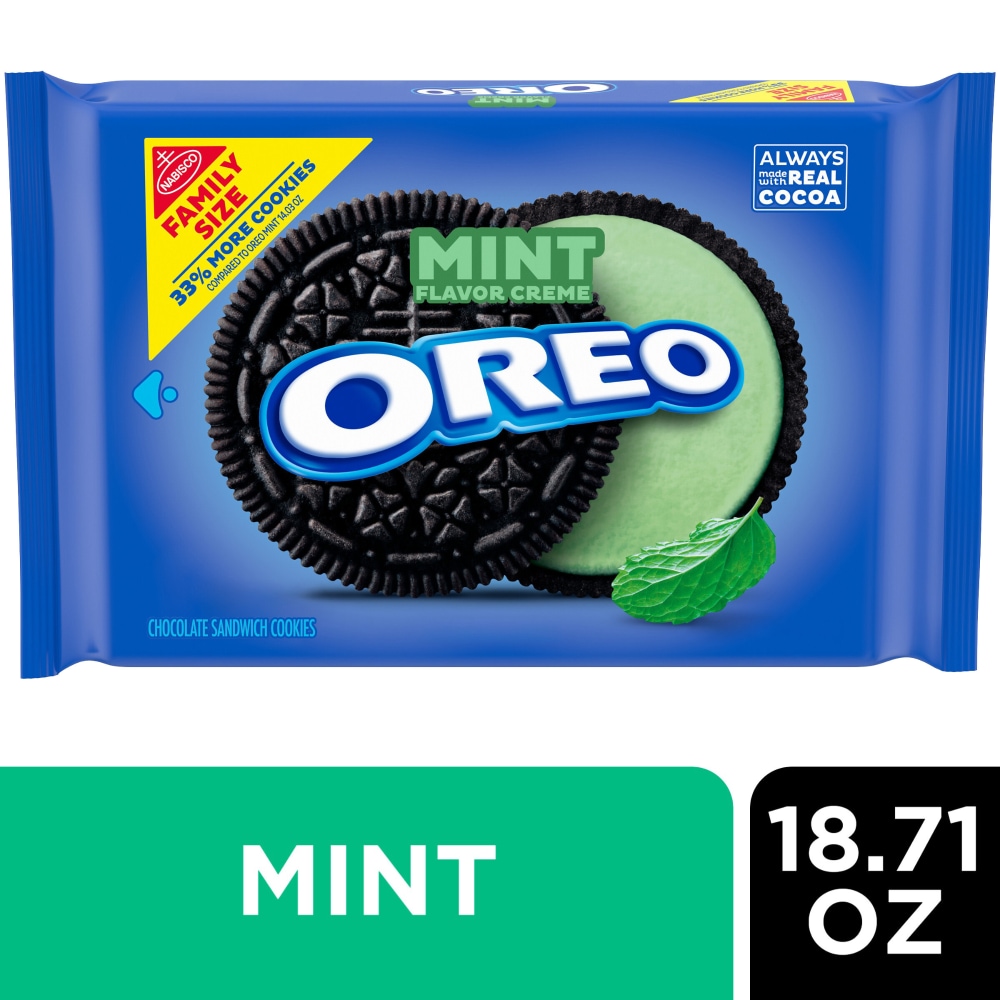 OREO Mint Creme Chocolate Sandwich Cookies Family Size