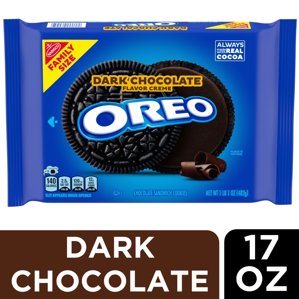 OREO Dark Chocolate Creme Chocolate Sandwich Cookies Family Size