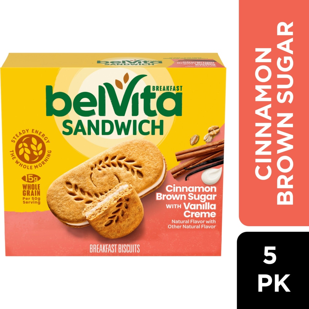 belVita Cinnamon Brown Sugar with Vanilla Creme Breakfast Bar Biscuit Sandwiches