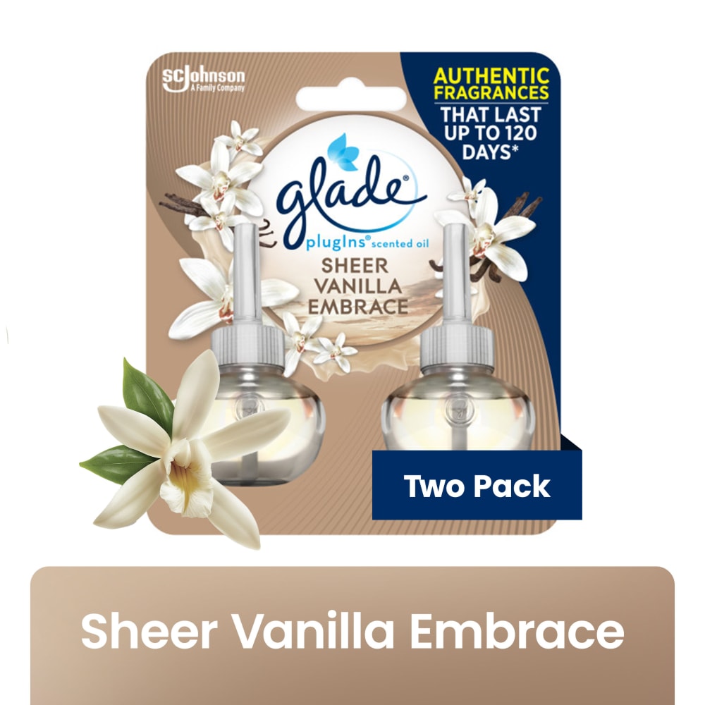 Glade PlugIns Scented Oil Refill Sheer Vanilla Embrace Essential Oil Infused Wall PlugIn 1.34 oz 2pk