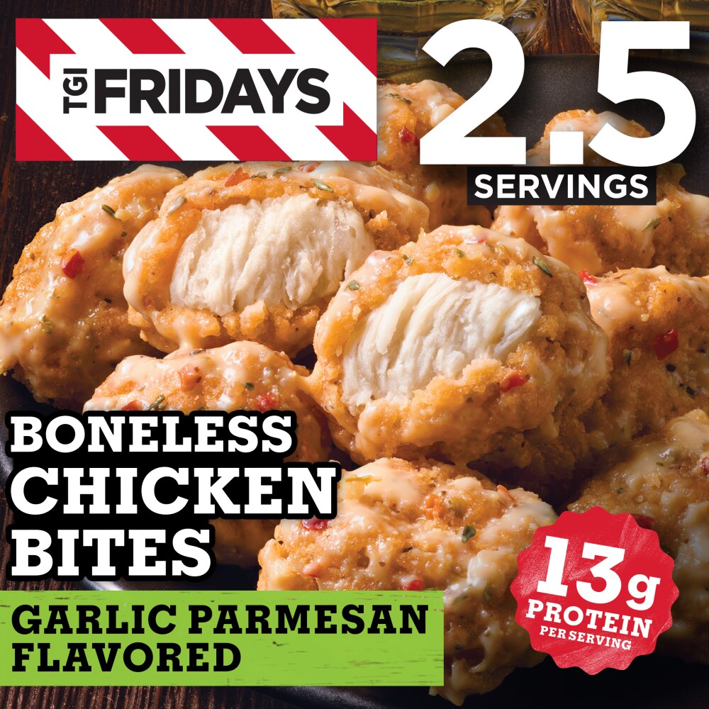 TGI Fridays Garlic Parmesan Boneless Chicken Bites Frozen Snacks, Box