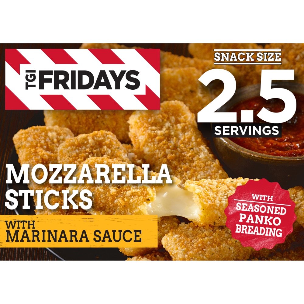 TGI Fridays Mozzarella Sticks Frozen Snacks with Marinara Sauce, Box