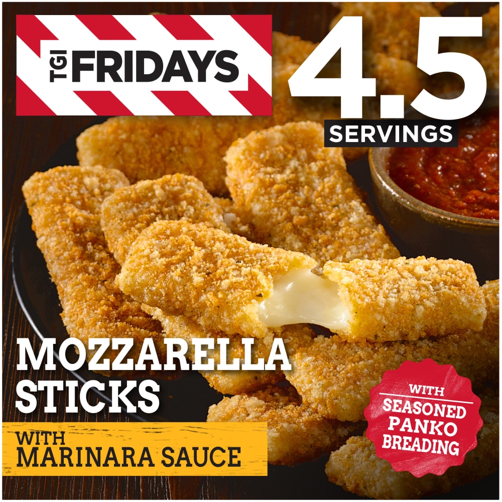 TGIF Fridays Mozzarella Sticks Frozen Snacks with Marinara Sauce, Box