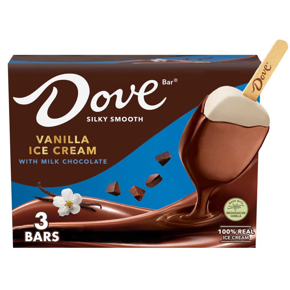 DOVE Vanilla Ice Cream Bars Coated With Milk Chocolate Individually Wrapped Dessert