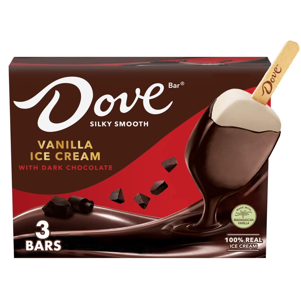 DOVE Vanilla Ice Cream Bars Coated With Dark Chocolate Individually Wrapped Dessert