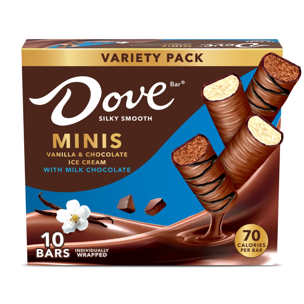 DOVE Vanilla & Chocolate Ice Cream Mini Milk Chocolate Individually Wrapped Ice Cream Bar Assortment