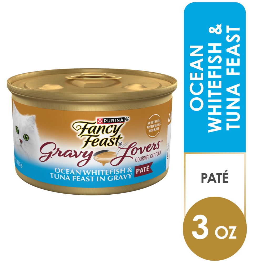 Purina Fancy Feast Wet Cat Food Gravy Lovers Ocean Whitefish and Tuna Feast Pate