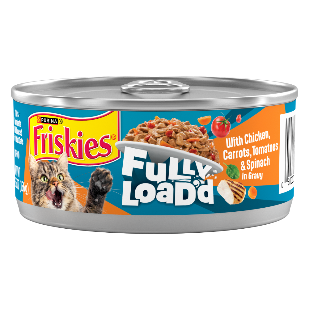 Purina® Friskies® Fully Load’d Wet Cat Food Chicken Carrots Tomatoes Spinach in Gravy