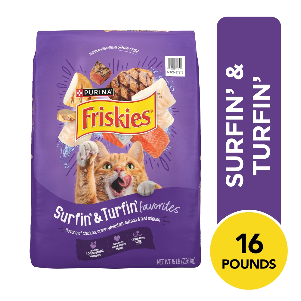 Purina Friskies Surfin’ & Turfin’ Favorites Adult Dry Cat Food Poultry Beef & Fish Flavors