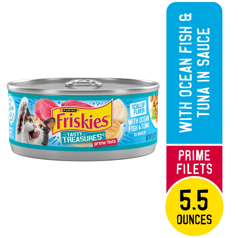 Purina Friskies Tasty Treasures Wet Cat Food Prime Filets Ocean Fish & Tuna in Sauce