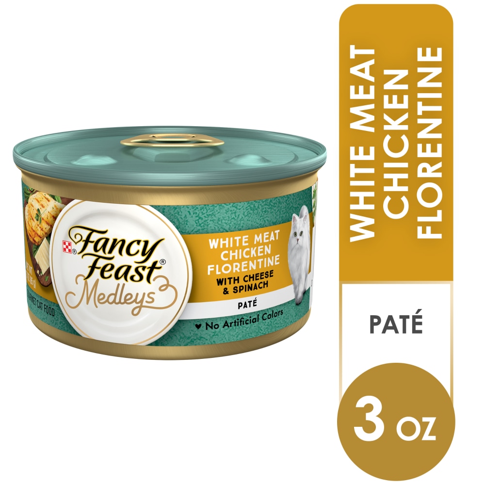 Purina Fancy Feast Medleys Wet Cat Food Pate White Meat Chicken Florentine with Cheese & Spinach