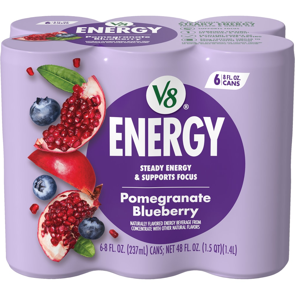 V8 Energy® Pomegranate Blueberry Energy Drink, 8 fl oz Can (6 Pack)
