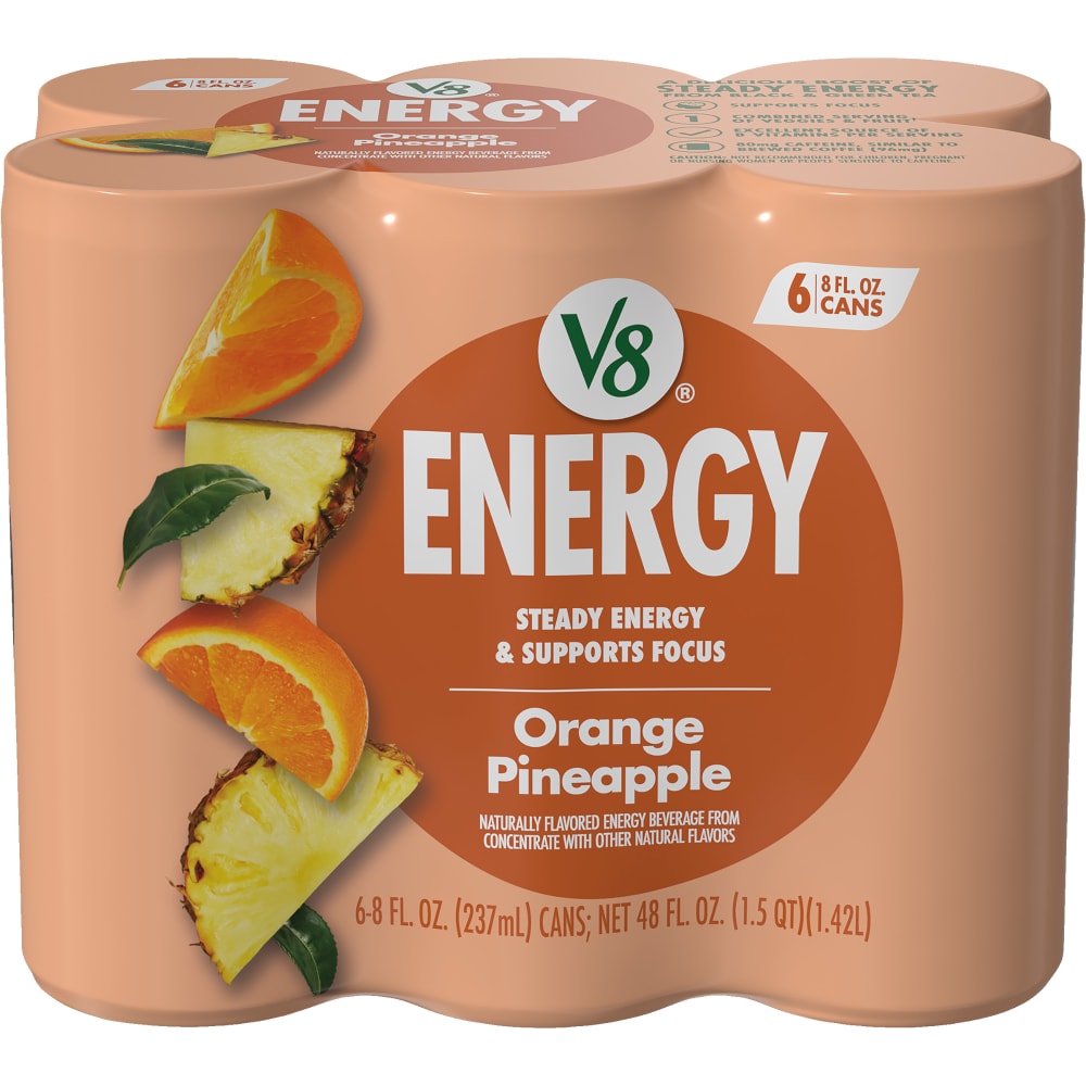 V8 Energy® Orange Pineapple Energy Drink, 8 fl oz Can (6 Pack)