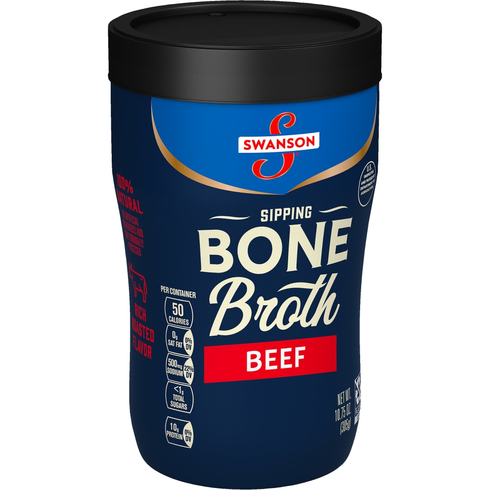 Swanson Sipping Beef Bone Broth 10.75 oz Microwavable Cup