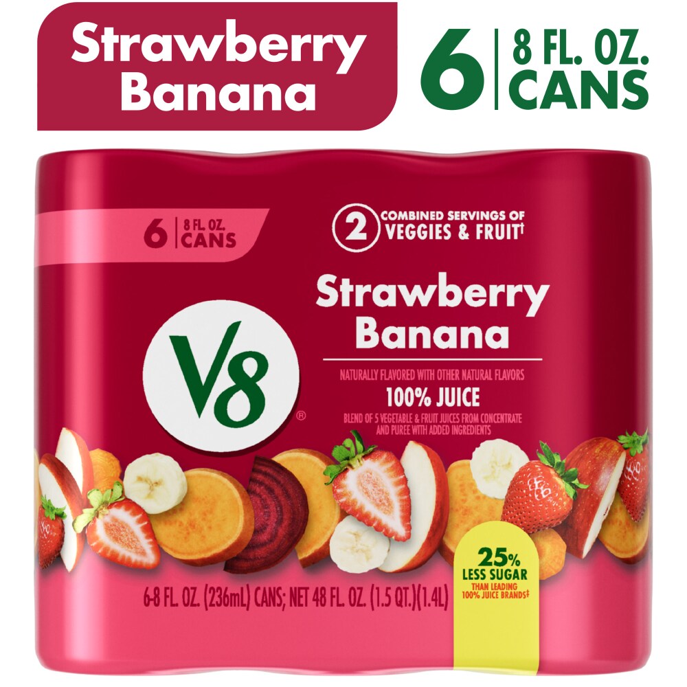 V8® Strawberry Banana 100% Vegetable & Fruit Juice Cans