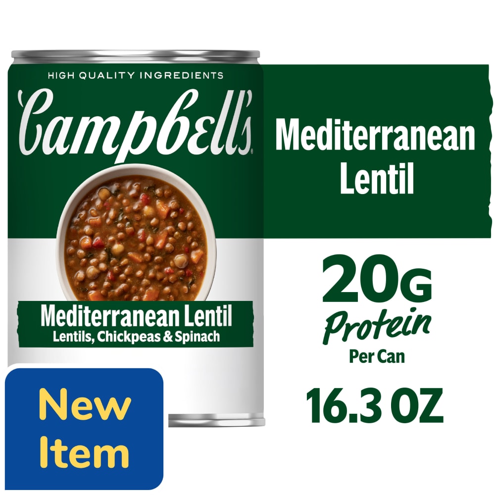 Campbell’s® Protein Mediterranean Lentil Soup, 16.3 Oz Can