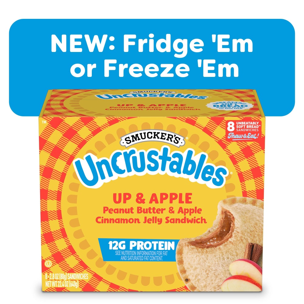 Smucker’s Uncrustables Peanut Butter & Apple Cinnamon Jelly Sandwiches on Wheat Bread