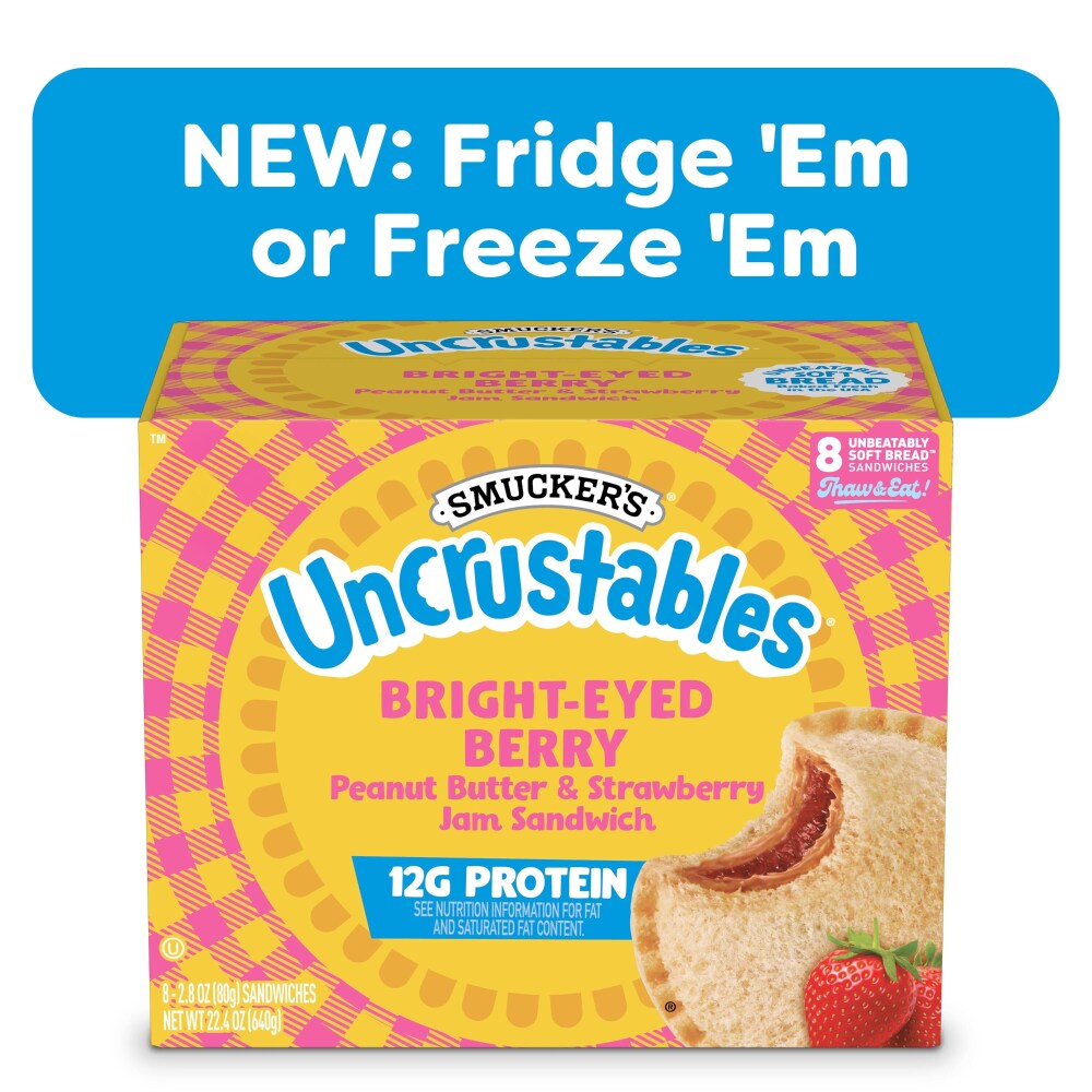 Smucker’s Uncrustables Bright-Eyed Berry Morning Protein Snacks, Peanut Butter & Strawberry