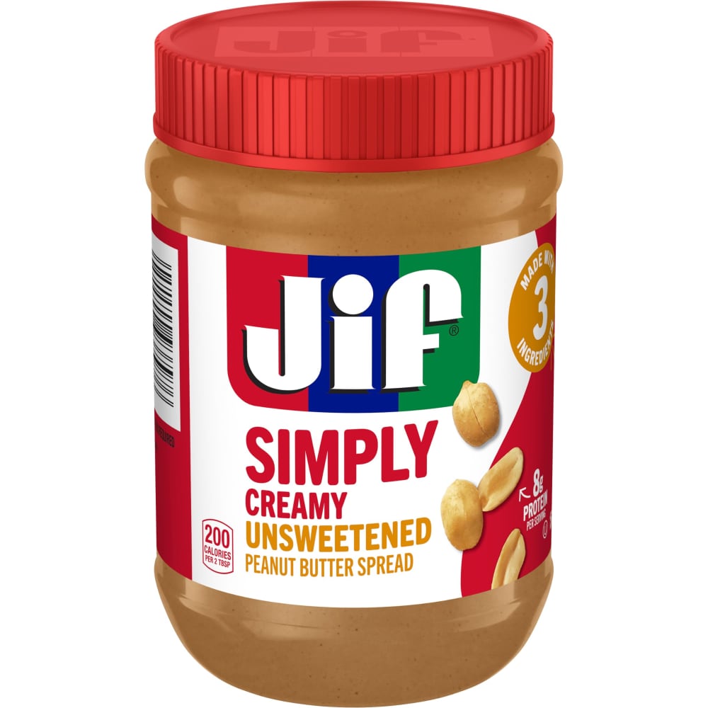 Jif Simply 15 Ounce Unsweetened Creamy Peanut Butter Each