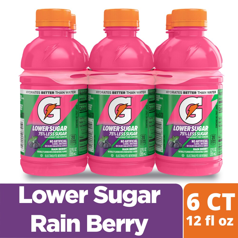 Gatorade Lower Sugar Electrolyte Sports Drink, Rain Berry Mini Multipack Bottles