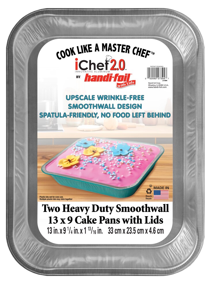 Handi-foil® Two Heavy Duty Smoothwall 13 x 9 Cake Pans with Lids