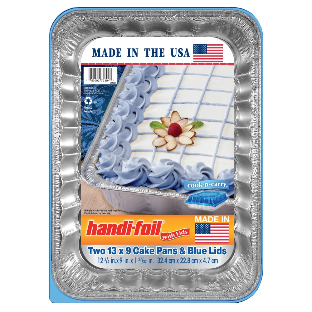 Handi-foil® Cook-n-Carry® Cake Disposable Pans and Lids -Silver/Blue