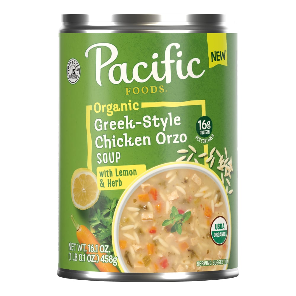 Pacific Foods® Organic Greek-Style Chicken Orzo Soup With Lemon and Herb Can