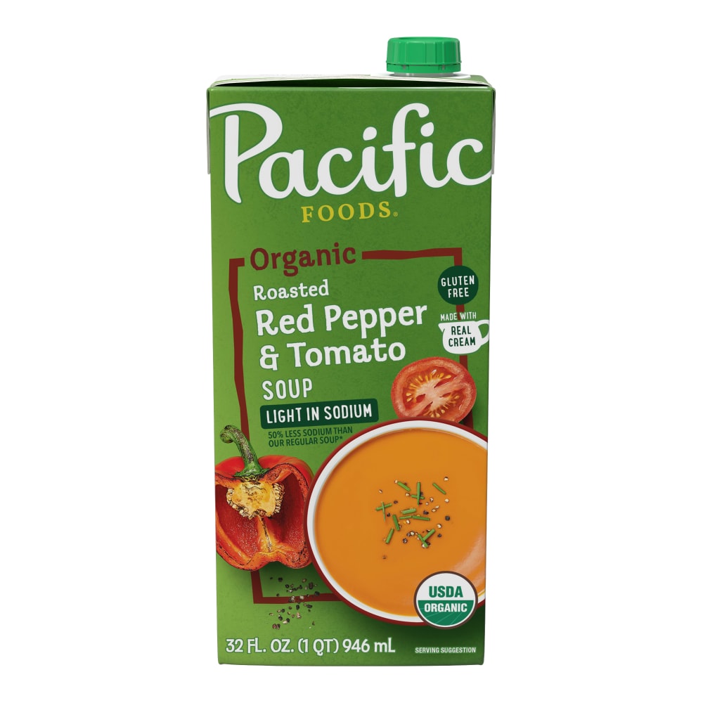 Pacific Foods® Organic Light in Sodium Roasted Red Pepper and Tomato Soup, 32 Oz