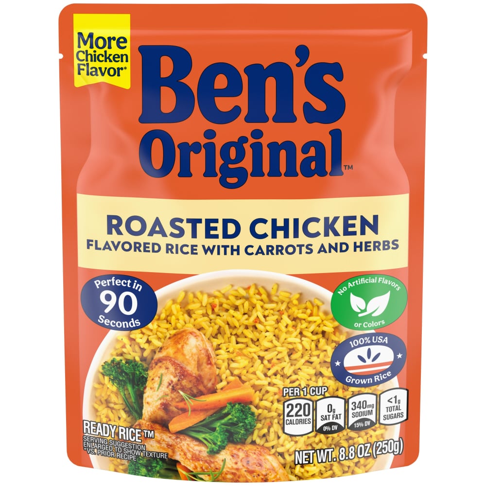 Ben’s Original Ready Rice Roasted Chicken Flavored Rice, Easy Dinner Side, 8.8 oz Pouch