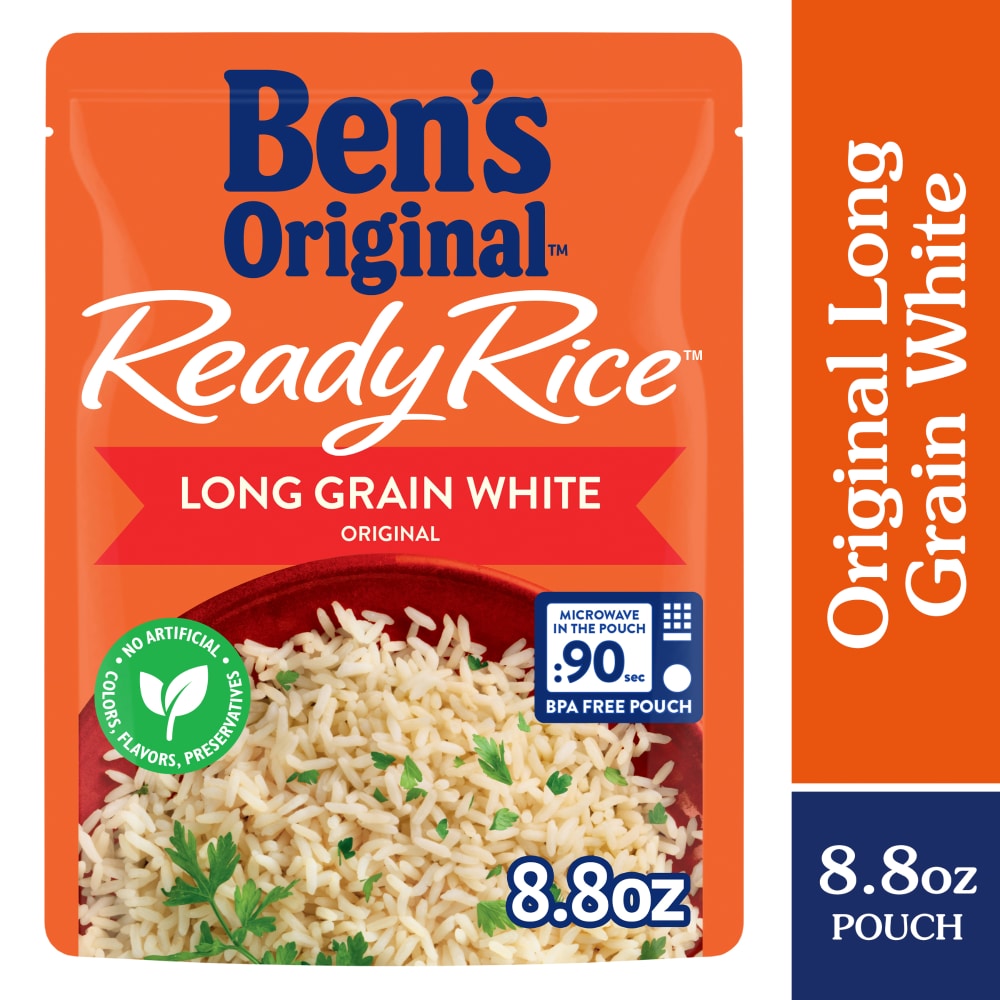 Ben’s Original Ready Rice Original Long Grain White Rice, Easy Dinner Side, 8.8 oz Pouch
