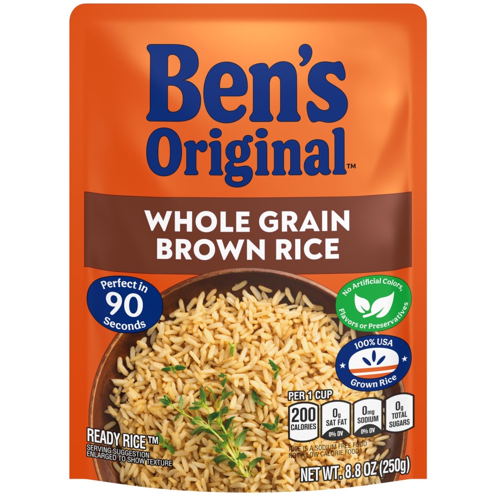 Ben’s Original Ready Rice Whole Grain Brown Rice, Easy Dinner Side, 8.8 oz Pouch