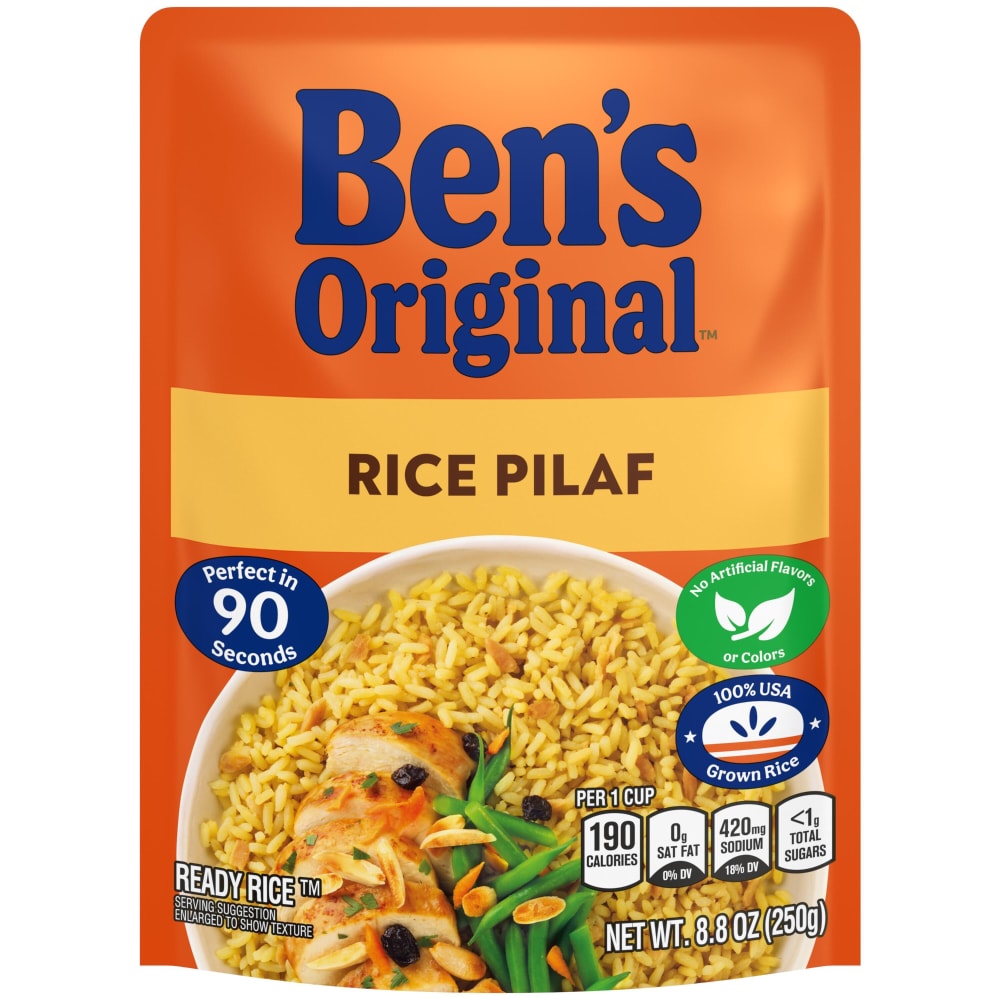 BEN’S ORIGINAL Ready Rice Rice Pilaf Flavored Rice, Easy Dinner Side, 8.8 oz Pouch