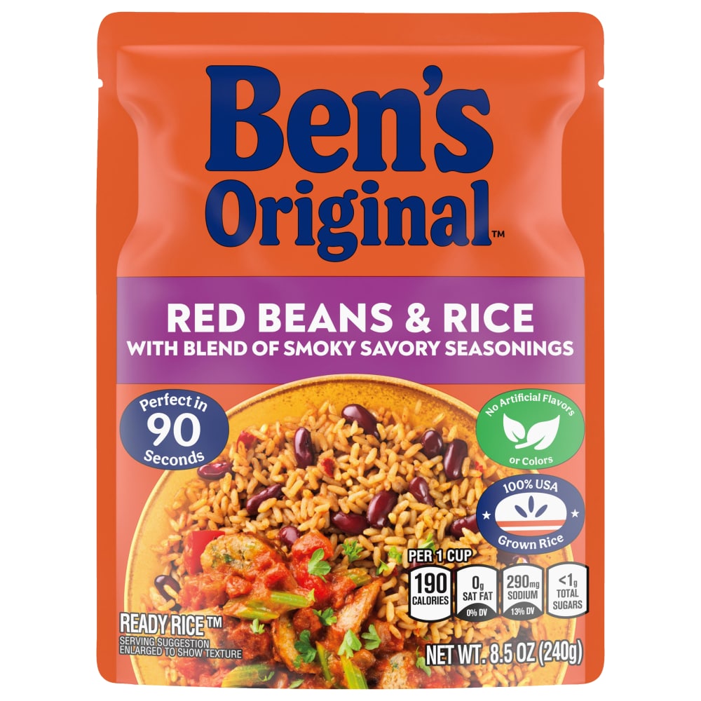 Ben’s Original Ready Rice Red Beans and Rice, Easy Flavored Rice Dinner Side, 8.5 oz Pouch