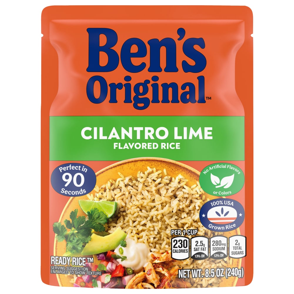 Ben’s Original Ready Rice Cilantro Lime Flavored Rice, Easy Dinner Side, 8.5 oz Pouch