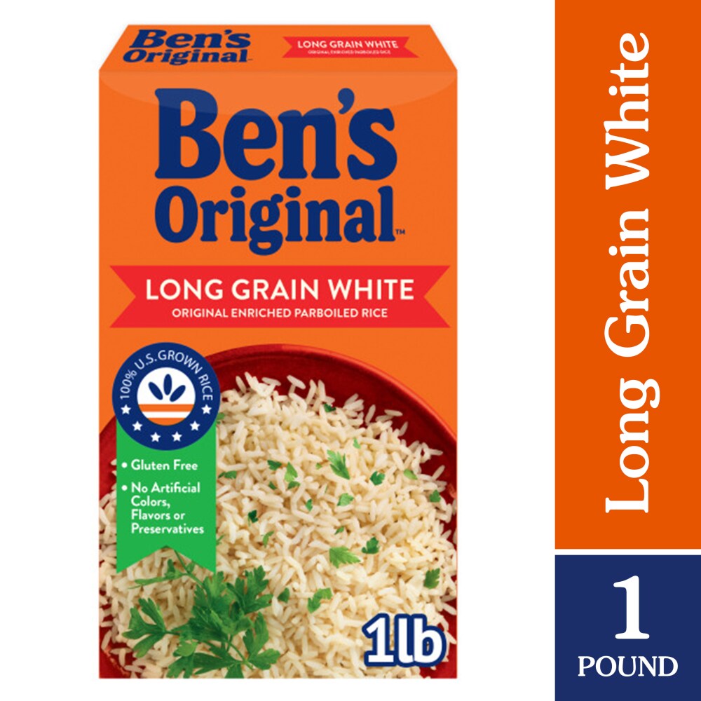 BEN’S ORIGINAL Converted Brand Enriched Long Grain White Rice, Parboiled Rice, 1 lb Box
