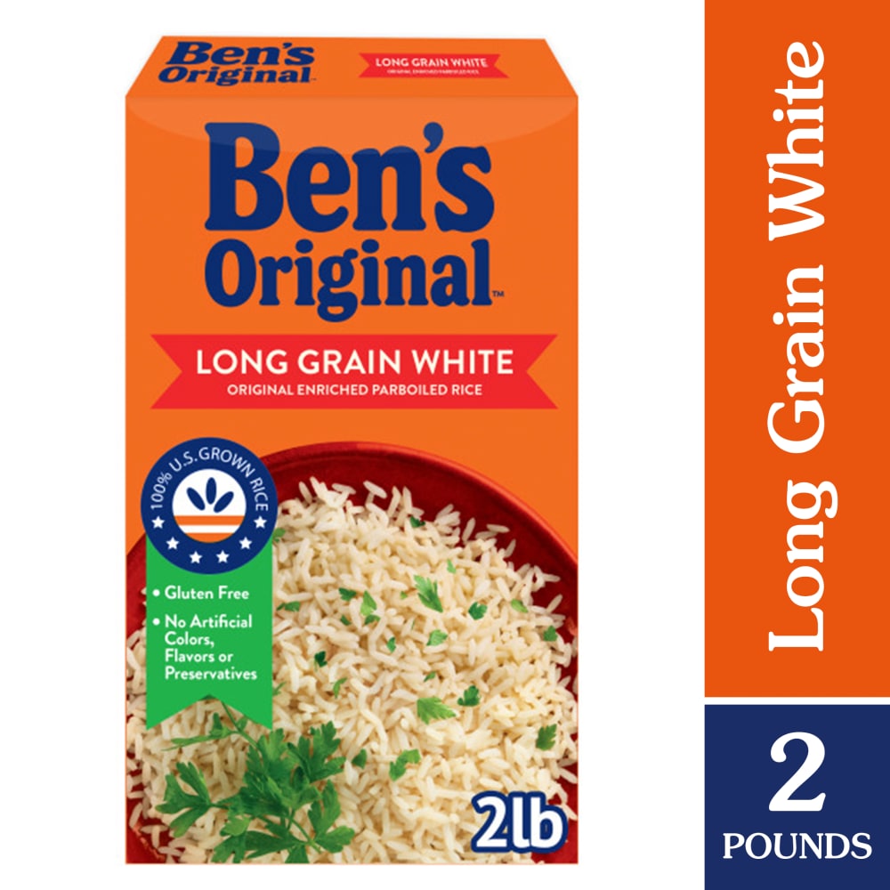 Ben’s Original Converted Brand Enriched Long Grain White Rice, Parboiled Rice, 2 lb Box