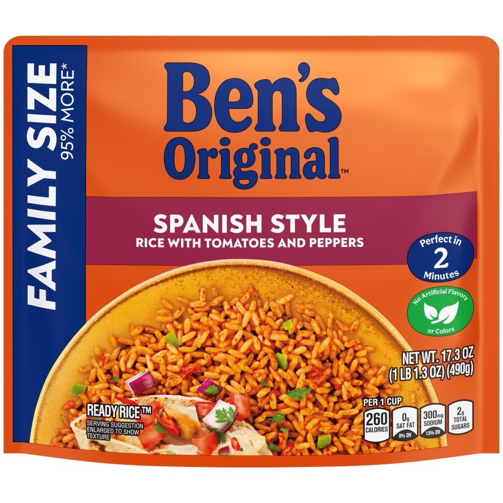 Ben’s Original Ready Rice Spanish Style Flavored Rice, Easy Dinner Side, 17.3 oz Pouch