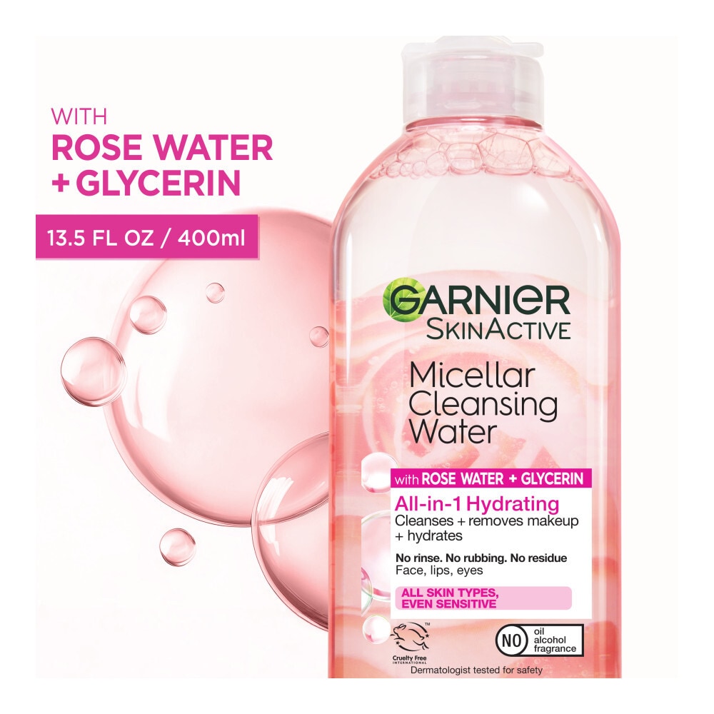 Garnier SkinActive Micellar Cleansing Water & Makeup Remover Hydrating with Rose Water