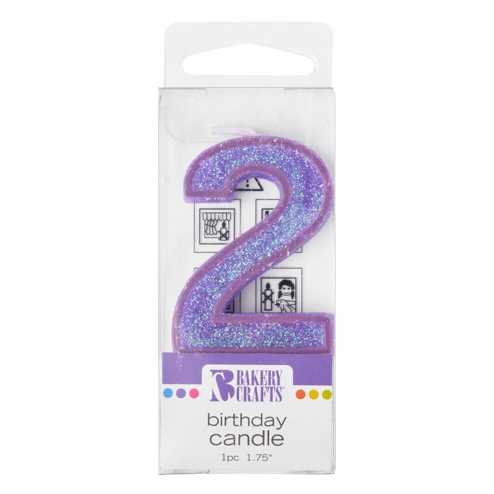 Bakery crafts Glitter Purple 2 Birthday Candle
