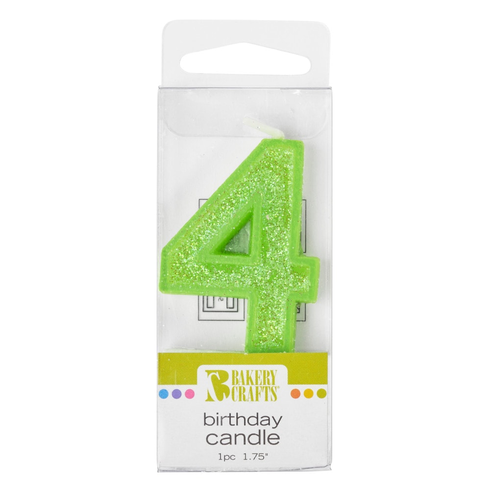 Bakery Crafts Glitter Green 4 Birthday Candle