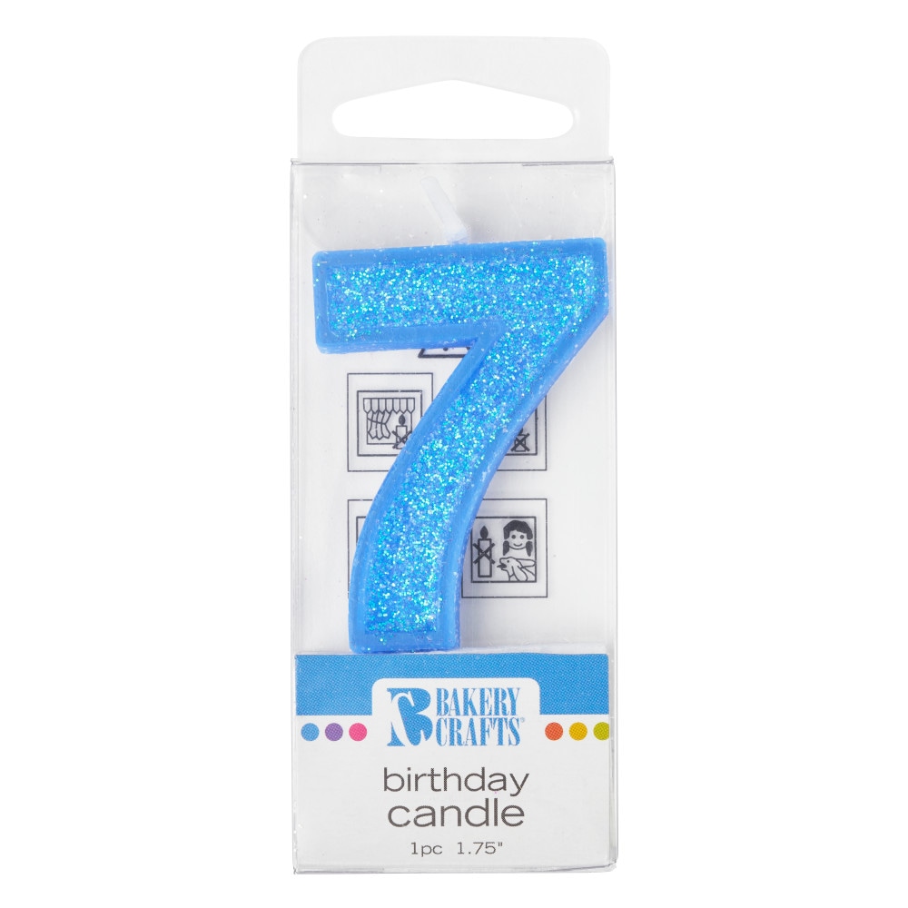 Bakery Crafts Glitter Blue 7 Birthday Candle