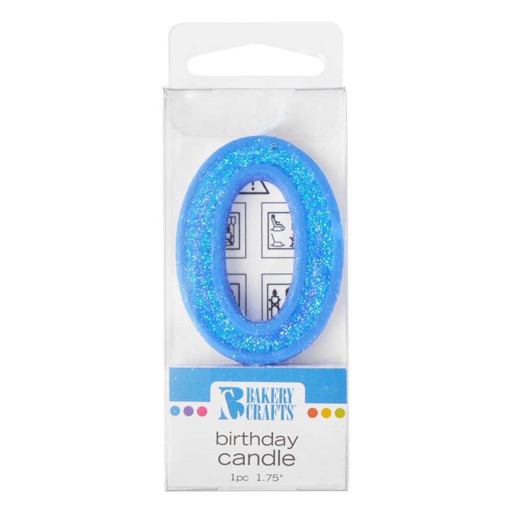 Bakery Craafts Glitter Blue 0 Birthday Candle