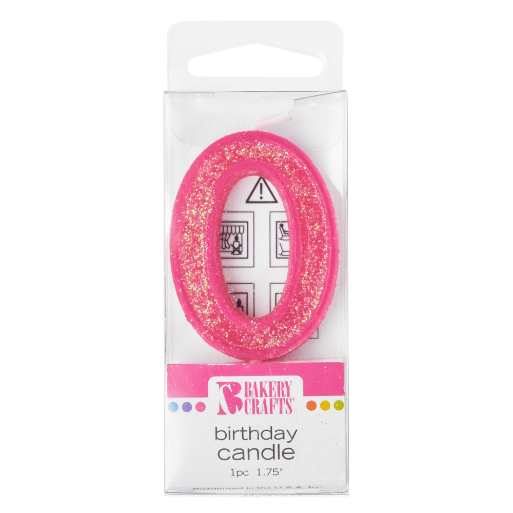 Bakery Crafts Glitter Pink 0 Birthday Candle