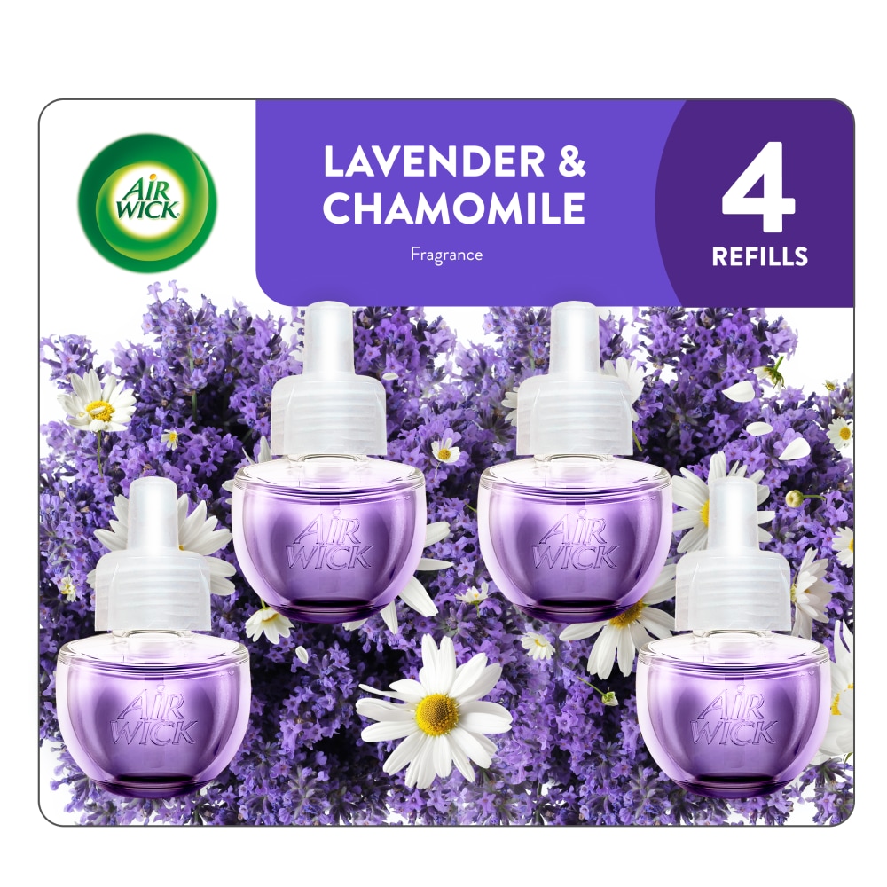 Air Wick Scented Oil Refill, Plug In Air Freshener, Lavender and Chamomile, 4 Refills