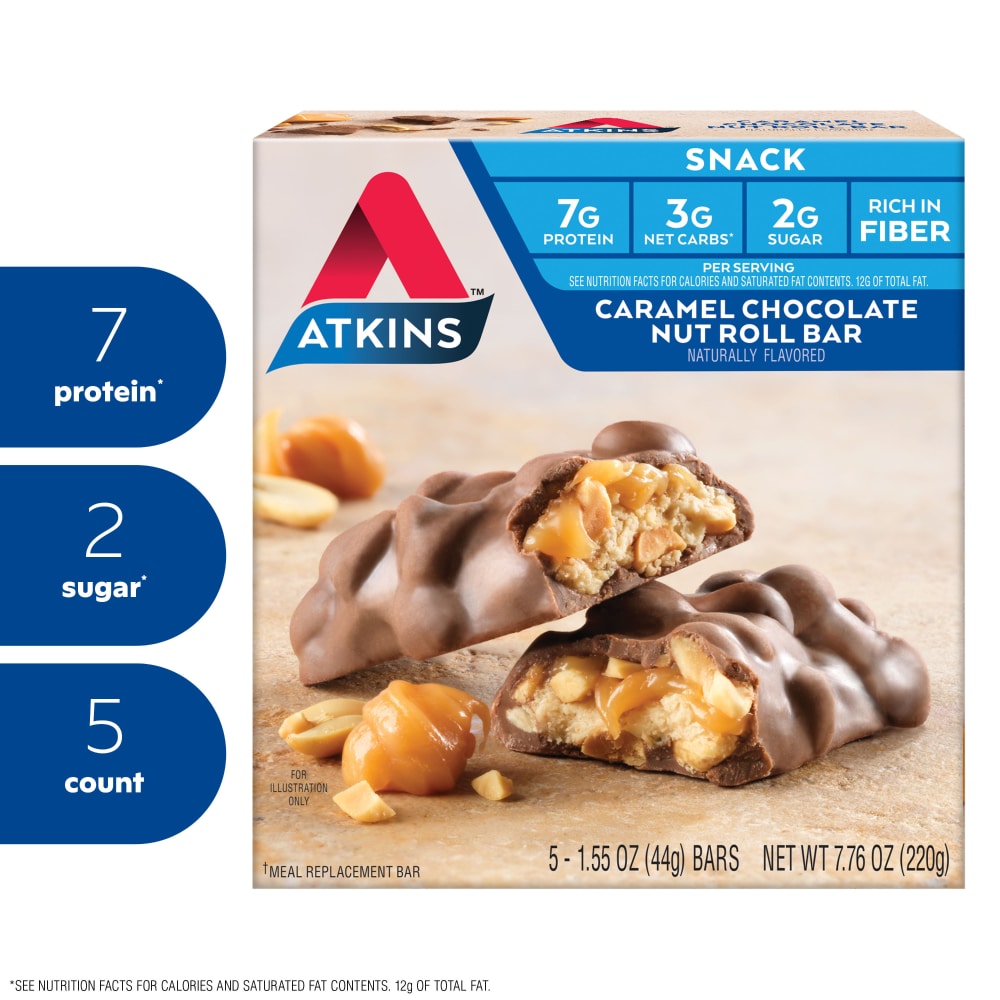 Atkins Caramel Chocolate Nut Roll Snack Protein Bar