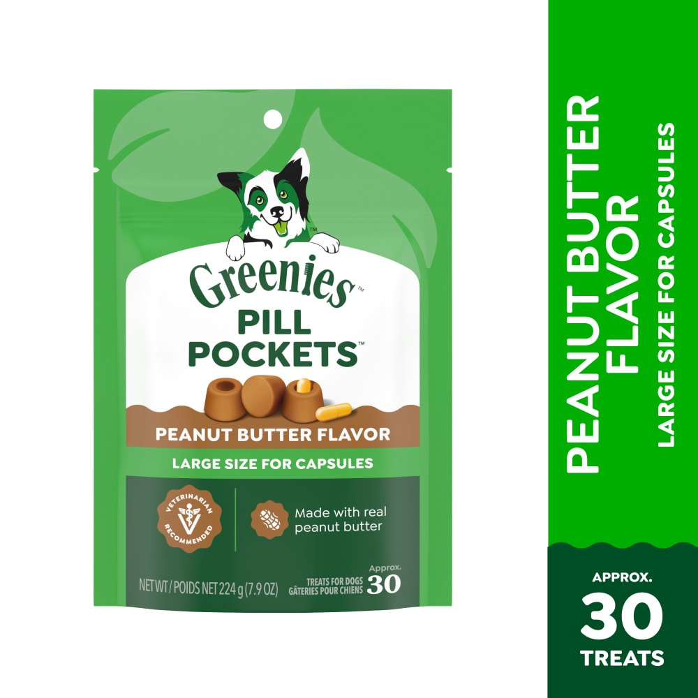 Greenies Pill Pockets Large Capsule Size Natural Soft Dog Treats Real Peanut Butter Flavor