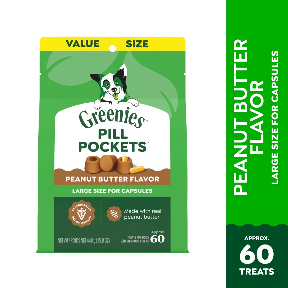Greenies Pill Pockets Capsule Size Natural Soft Dog Treats Real Peanut Butter Flavor Value Pack