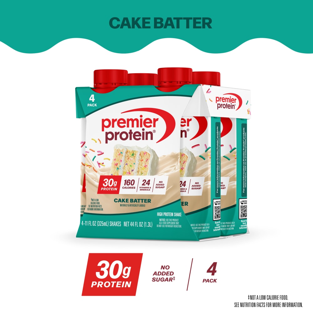 Premier Protein Shake, Cake Batter Delight, 30g Protein, 11 Fl Oz, 4 Ct